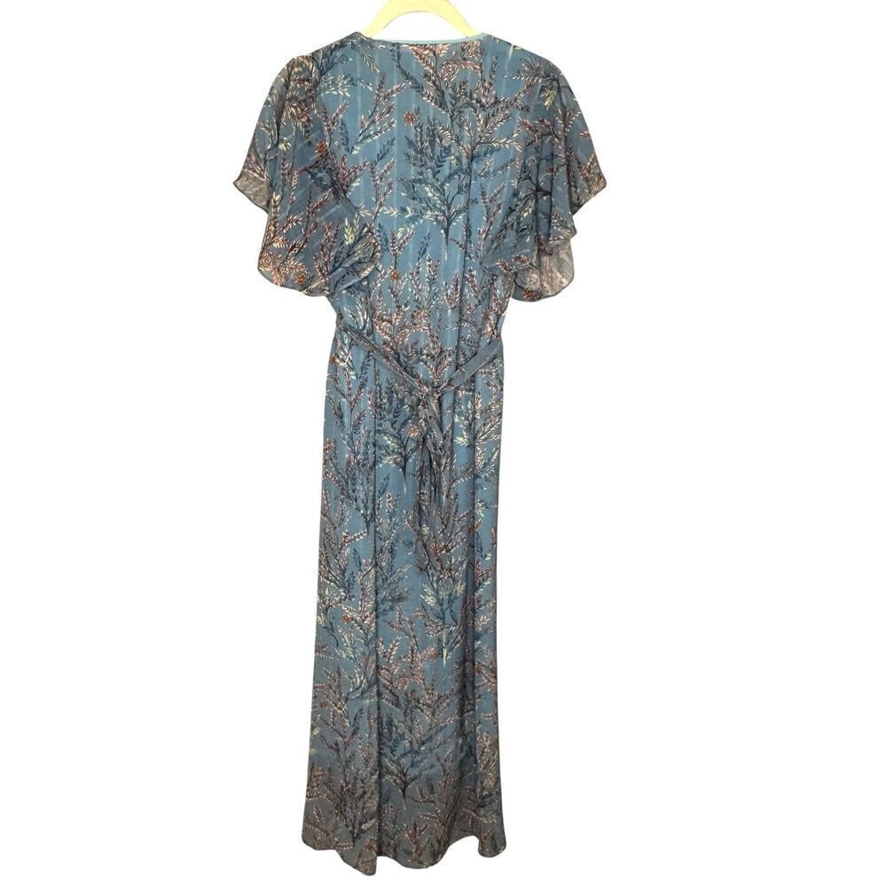 Sundance Dress Womens XS Floral Midi Wrap Flutter Sleeve Boho Chiffon - Picture 6 of 8